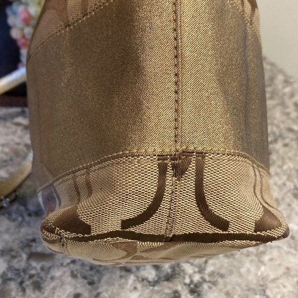 Coach Tan, Brown & Gold Sparkle Shoulder Bag - Picture 9 of 12